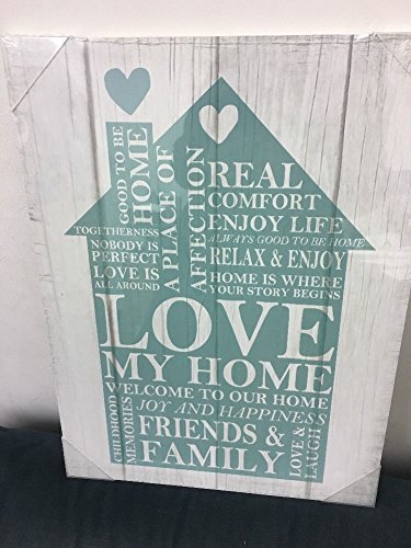 Love My Home Welcome Home Wooden Effect Wall Art Hanging Wall Art