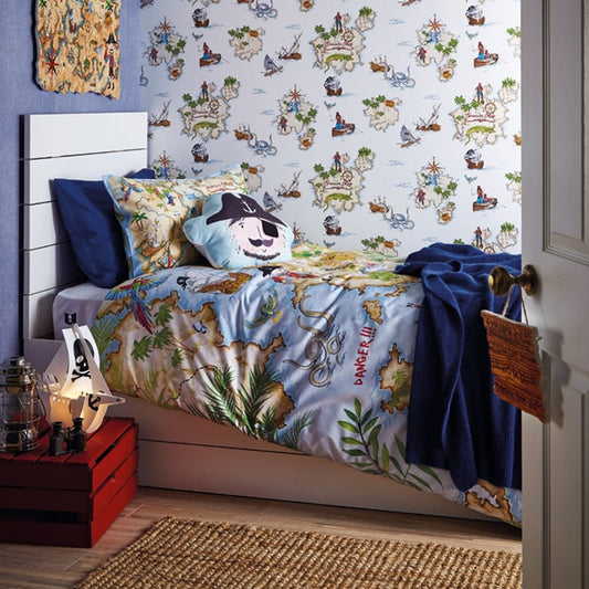 Single Bed Duvet Set Pirates Kids Boys Bedroom Decor