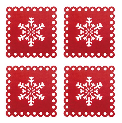 Country Club Snowflake Felt Coasters Set of 4 Drink Coasters Christmas Decor