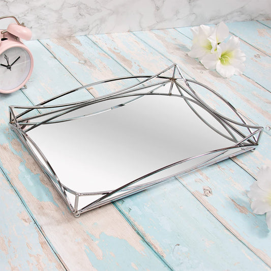 Mirrored Rectangle Style Silver Tray Display Styling Tray Home Decor 35x23cm