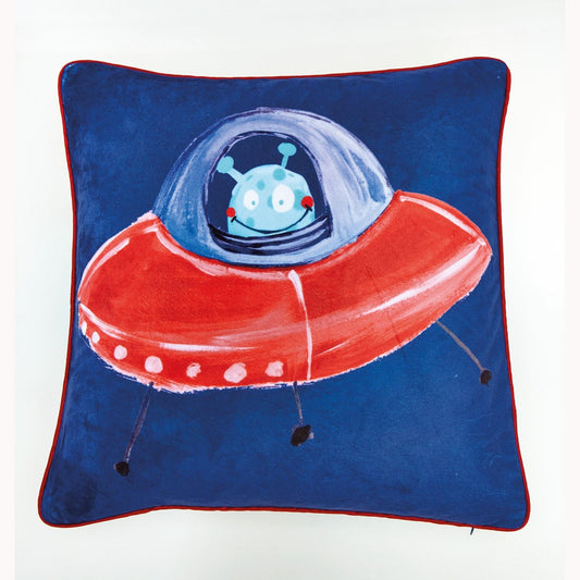 Star Ship Cushion Space Rocket Blue Boys Bedroom Home Decor 45 x 45 x 0 cm