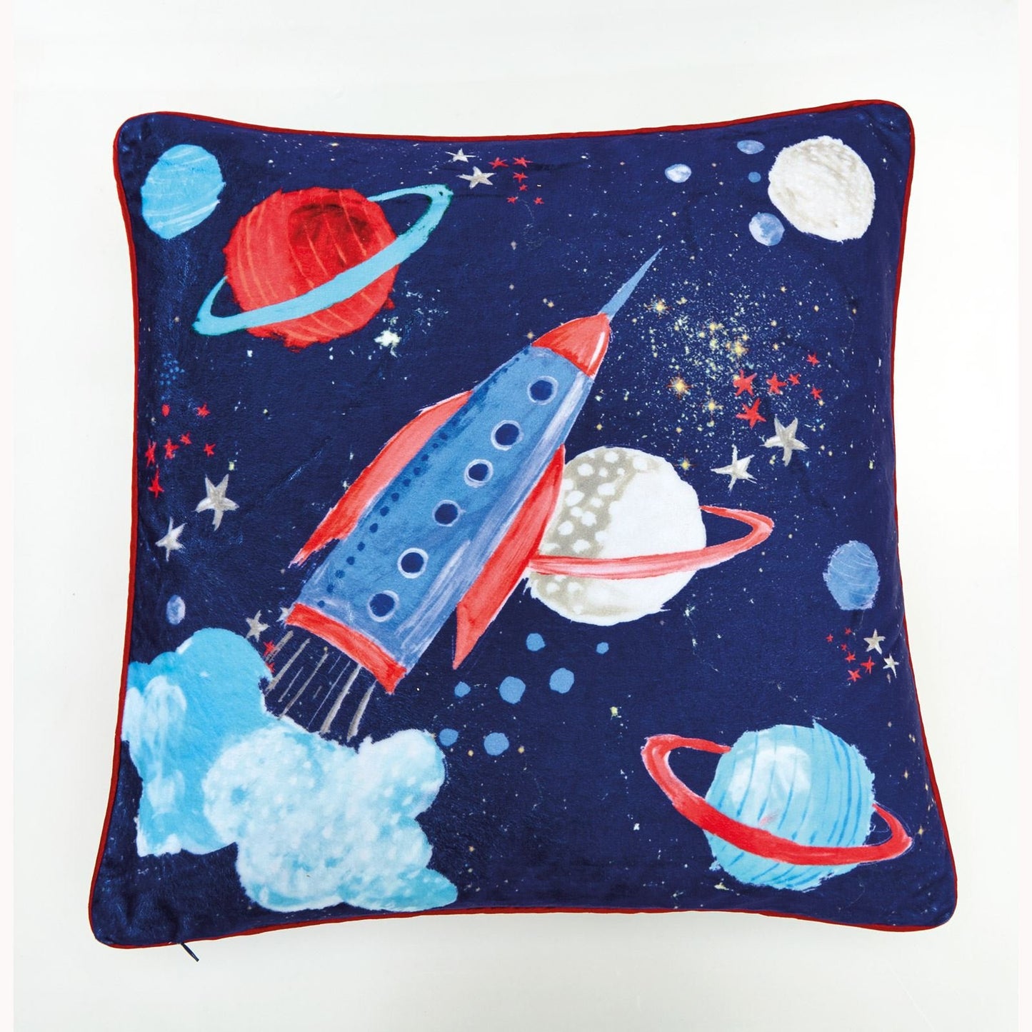 Star Ship Cushion Space Rocket Blue Boys Bedroom Home Decor 45 x 45 x 0 cm