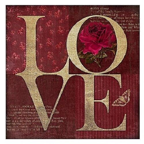 Red & Gold Foil Love Word Canvas Wall Art Hanging Picture Home Decor 48 cm