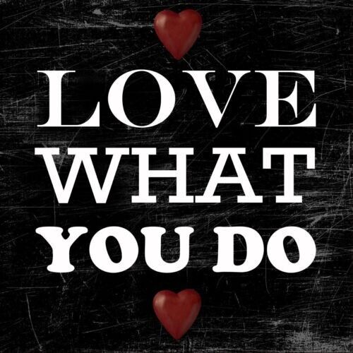 Love What you do Black Quote with Red Love Heart Canvas Wall Art Picture 48cm