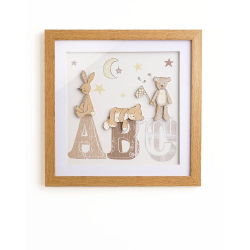 Bear Hugs Neutral 3d Framed Art Picture Baby Kids Nursery Bedroom Wall Decor