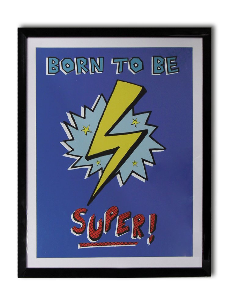 Born To Be Superhero Printed Framed Boys Kids Bedroom Wall Dedor