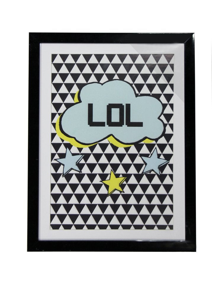 ArArthouse Lol Framed Art Print Black Blue & Green Boys Bedrom Wall Decor