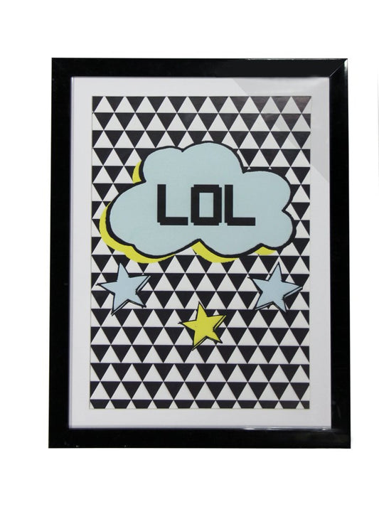 ArArthouse Lol Framed Art Print Black Blue & Green Boys Bedrom Wall Decor