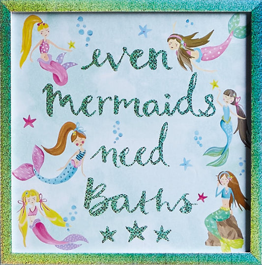 Mermaid World Framed Print Girls Bedroom Wall Art Decor