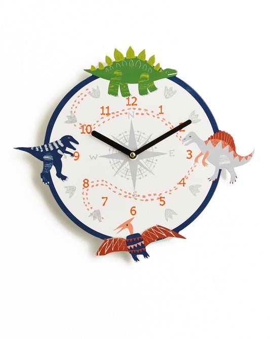 Arthouse Dino Doodles Wall Clock Kids Bedroom Nursey Wall Decor 34 x34 x3.5 cm