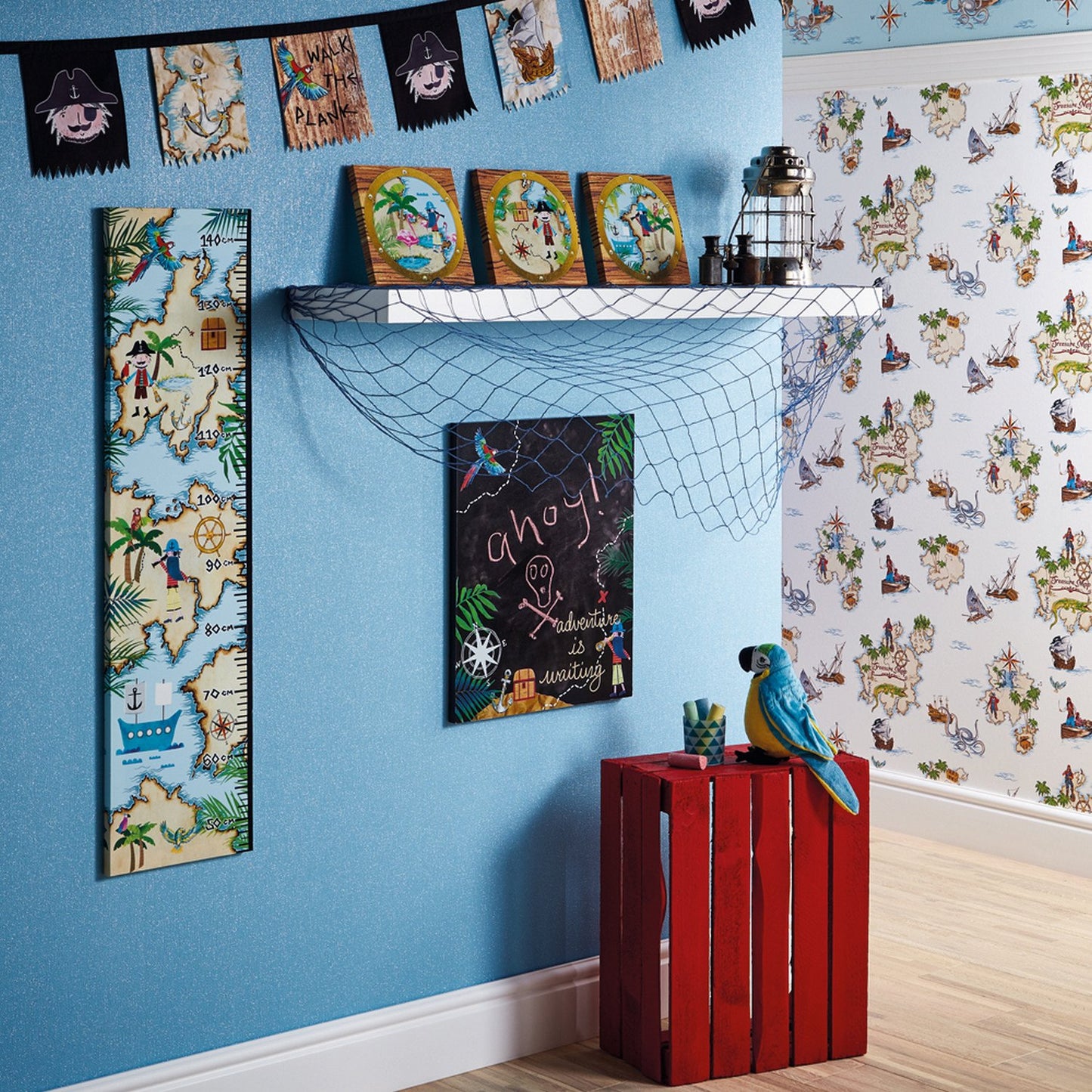 Arthouse Pirates Ahoy Black Wooden Chalkboard  40 x 30 x 1.8 cm Kids Boys Bedroom Decor