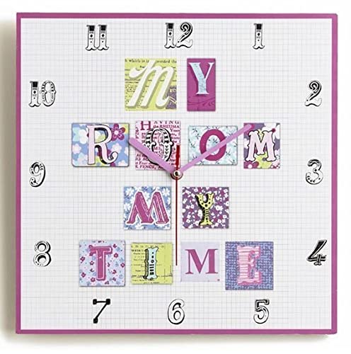 Patch work Hearts - Clock - 30cm x 30cm - Girls Bedroom Wall Clock