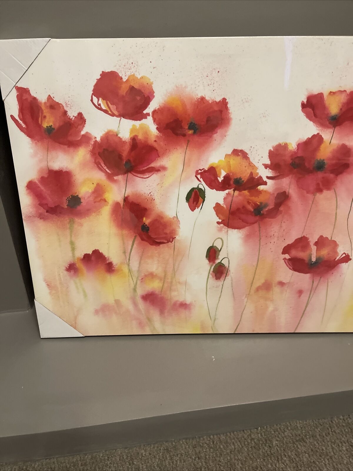 Large  Poppy Flower Floral Canvas Wall Art Hanging Picture 60 X 80 Cm