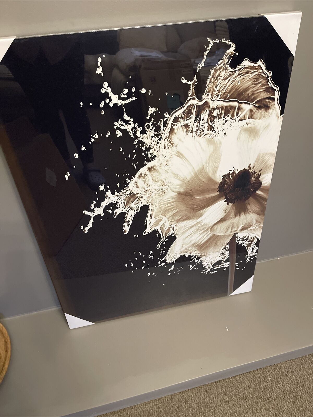 Large Flower Canvas Black White Modern Monochrome Wall Art Print 60 x 80cm