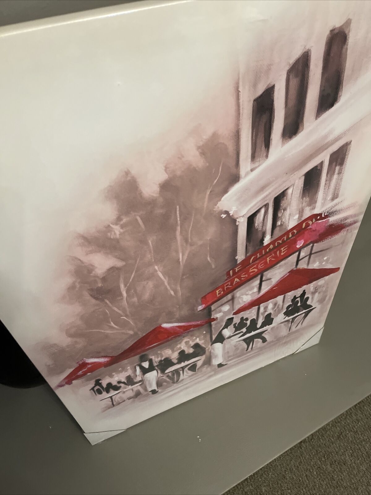 Paris Cafe  Red Black White Printed Canvas Wall art Picture 60 X 80 RRP £39.99