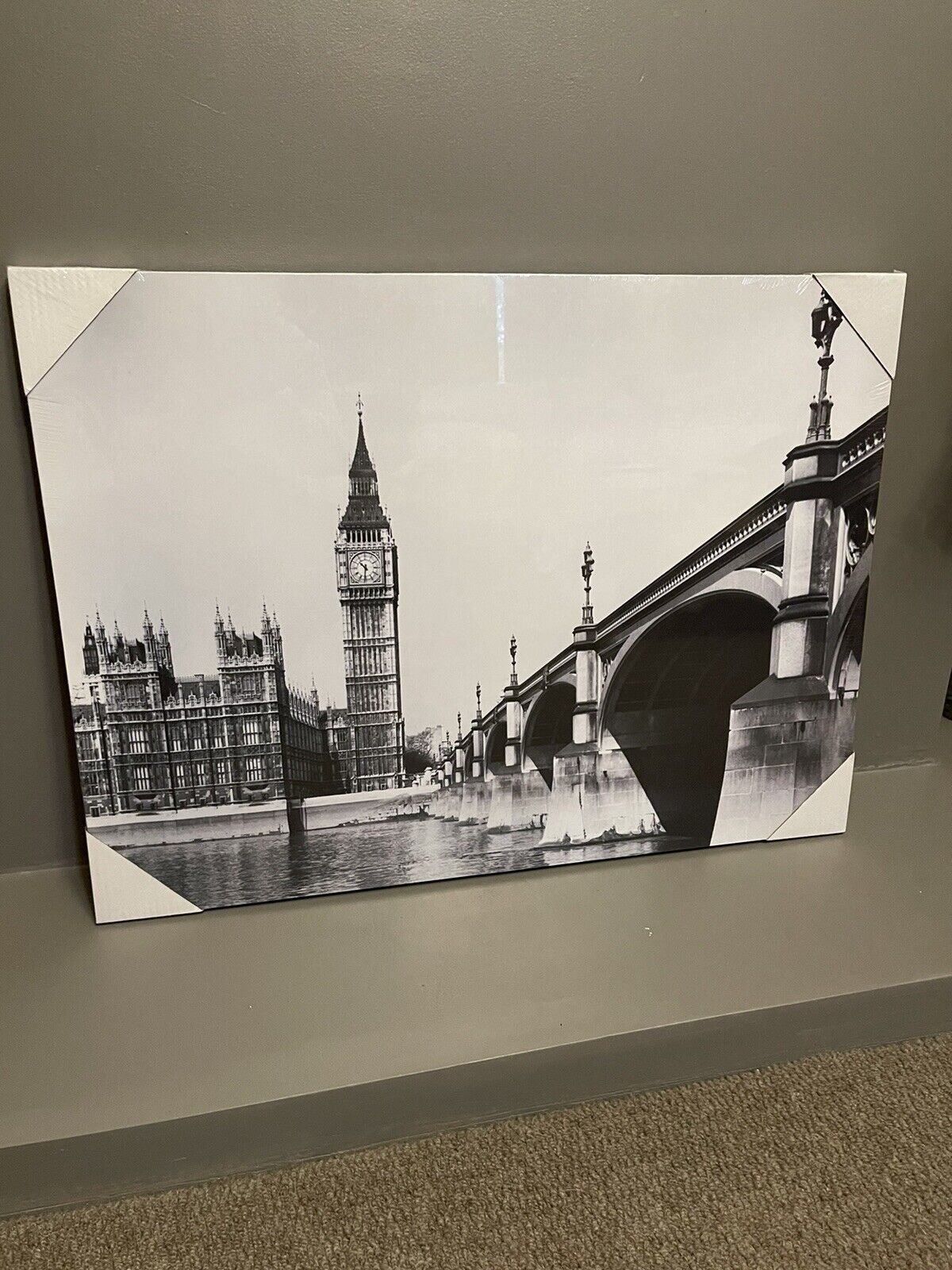Black & white London Big Ben Scenic Printed Canvas Wall Art Hanging Picture