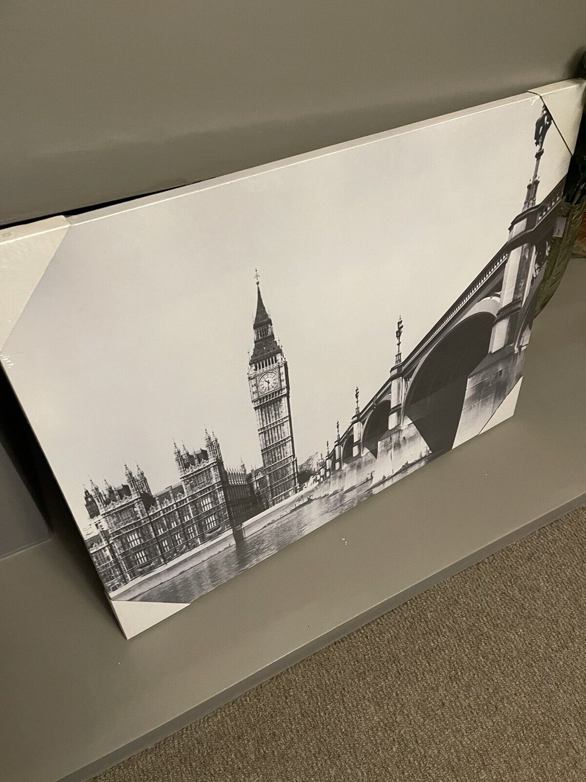 Black & white London Big Ben Scenic Printed Canvas Wall Art Hanging Picture