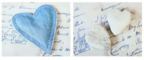 Set of 2 Blue Hearts Script Printed Canvas Wall Art Hanging Picture 40 x 50cm