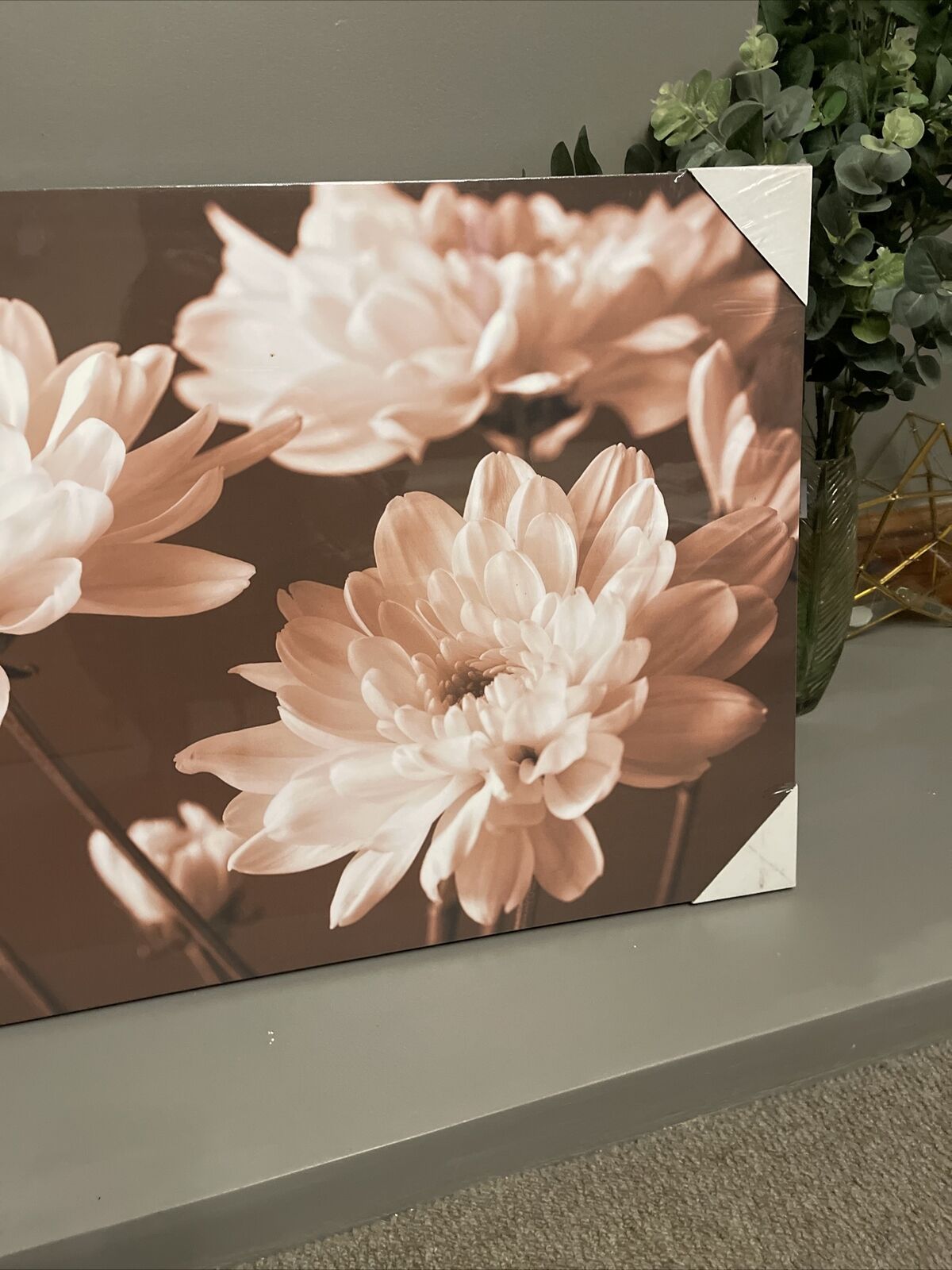 Large  Sepia Flower Floral Canvas Wall Art Hanging Picture 60 X 80 cm RRP £40