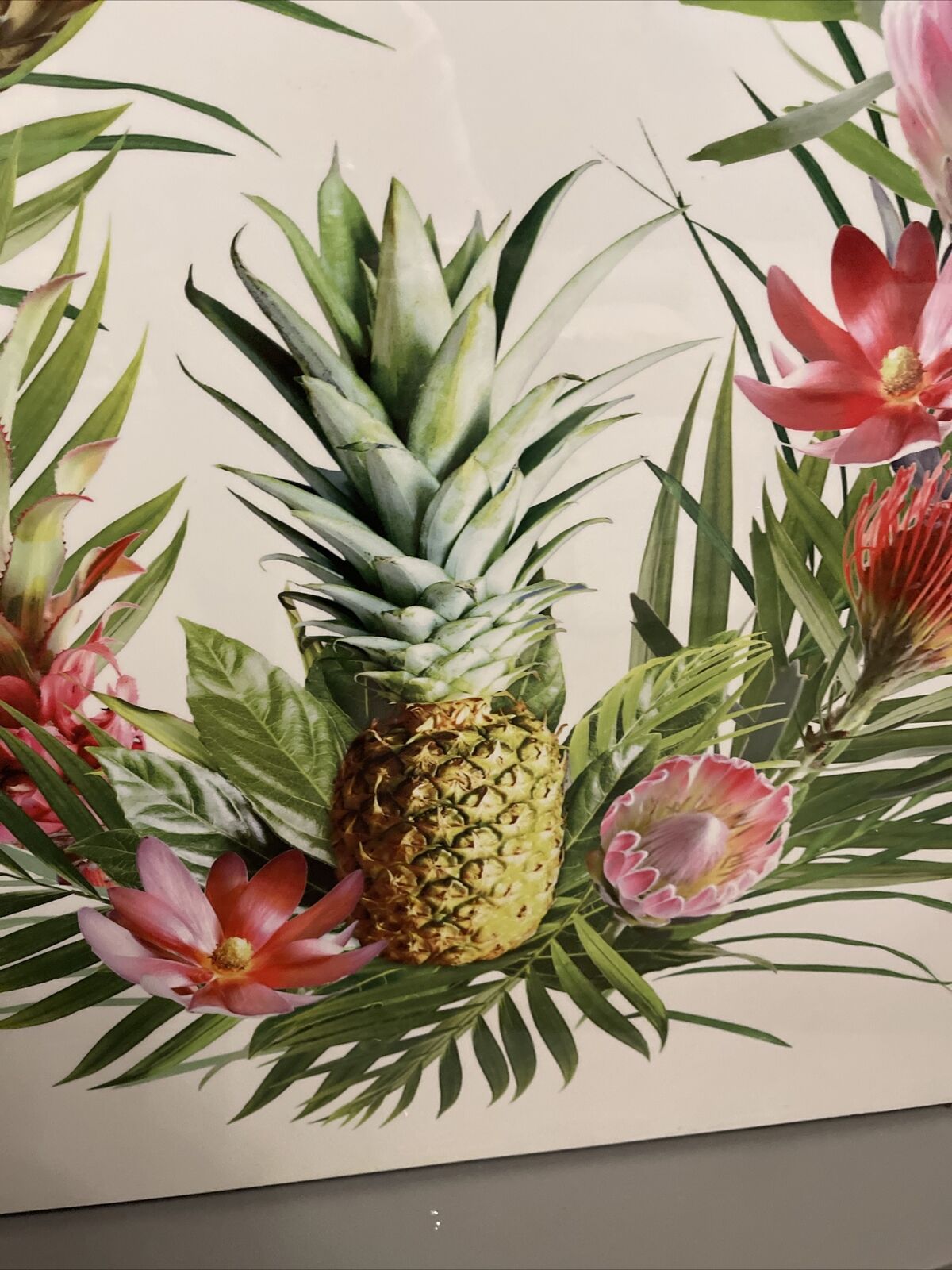 Large  White Tropical Printed High Gloss  Print Wall Art Hanging Home Decor