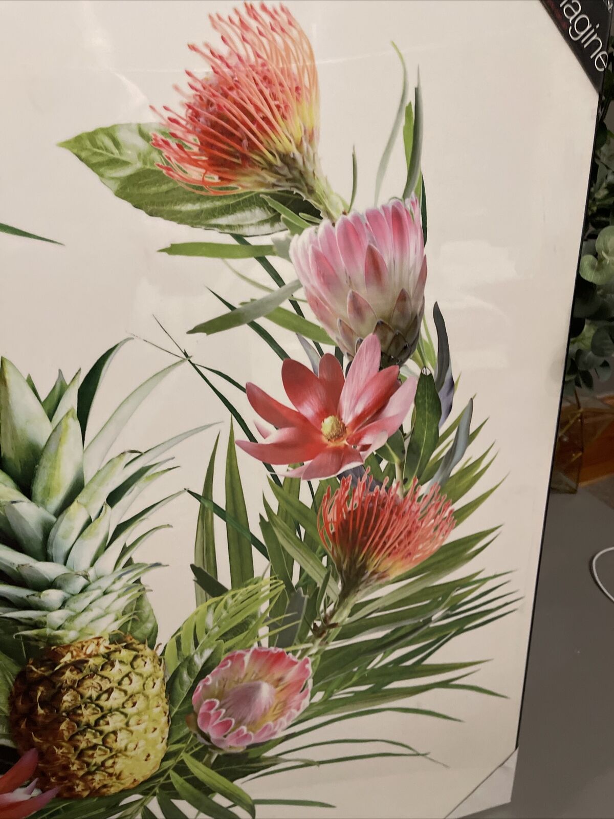 Large  White Tropical Printed High Gloss  Print Wall Art Hanging Home Decor