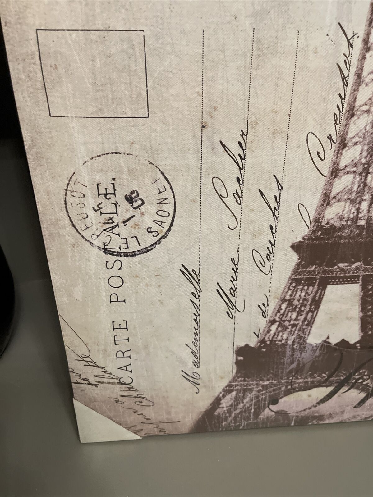 Paris Eiffel Tower Postcard Printed Canvas Wall art Picture 60 X 80 RRP £39.99