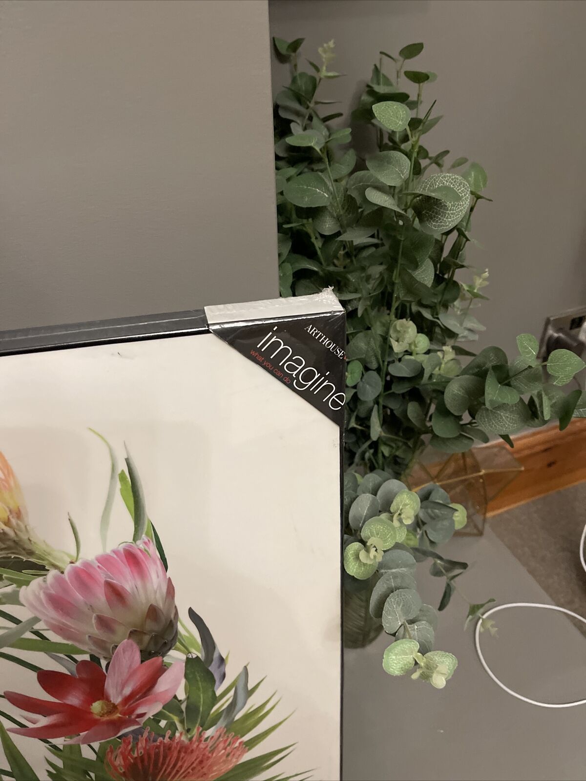 Large  White Tropical Printed High Gloss  Print Wall Art Hanging Home Decor