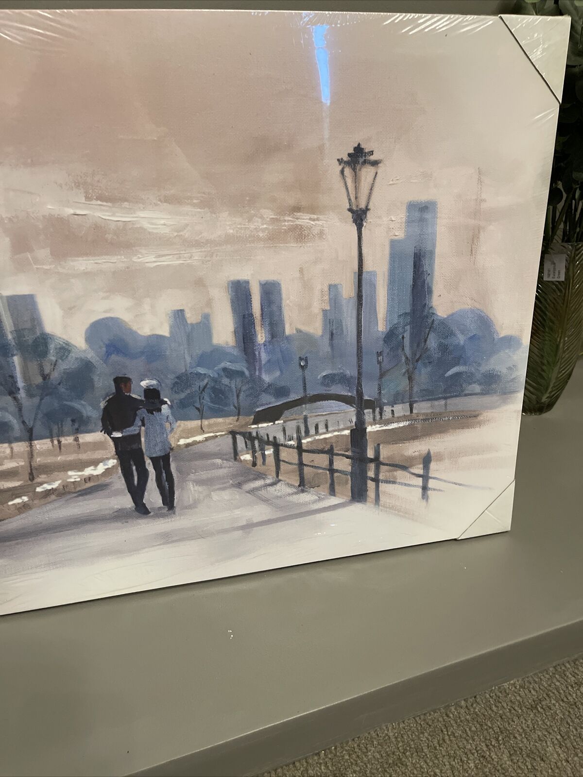 Paris Cafe Blue Black White Printed Canvas Wall art Picture 60 X 80 RRP £39.99