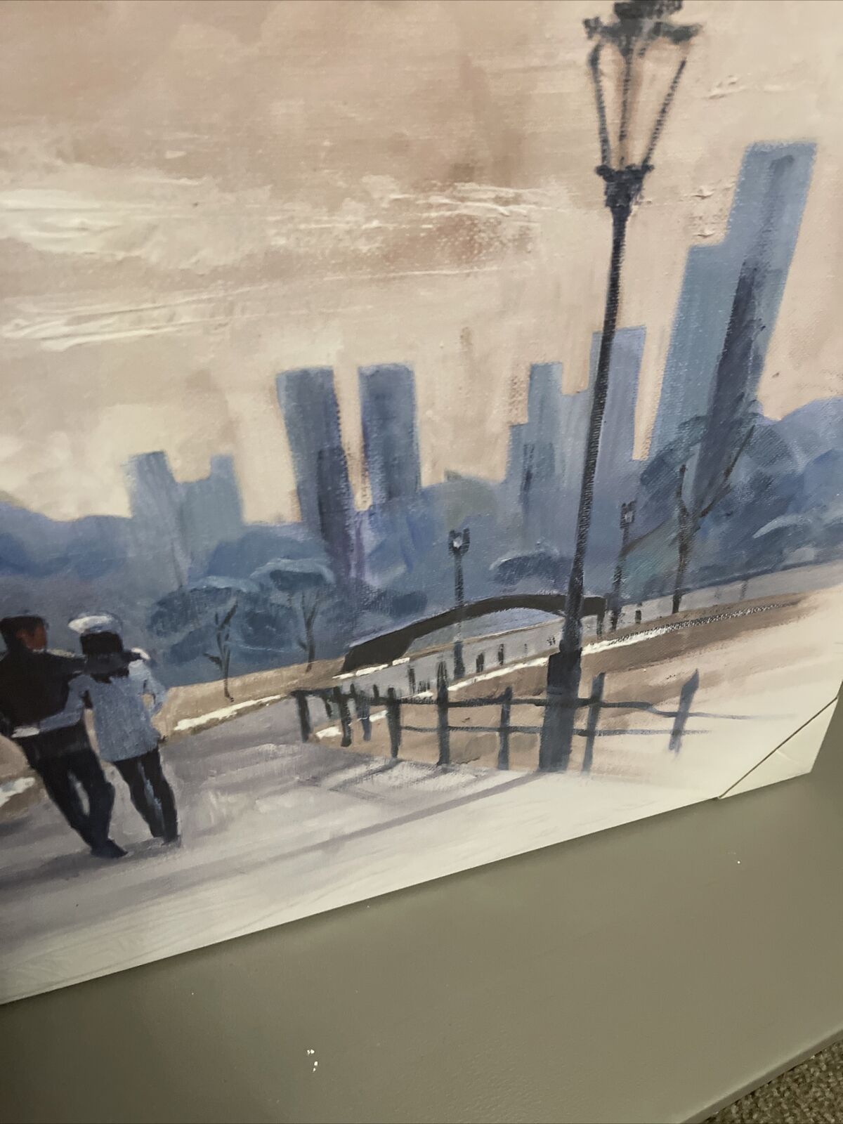 Paris Cafe Blue Black White Printed Canvas Wall art Picture 60 X 80 RRP £39.99