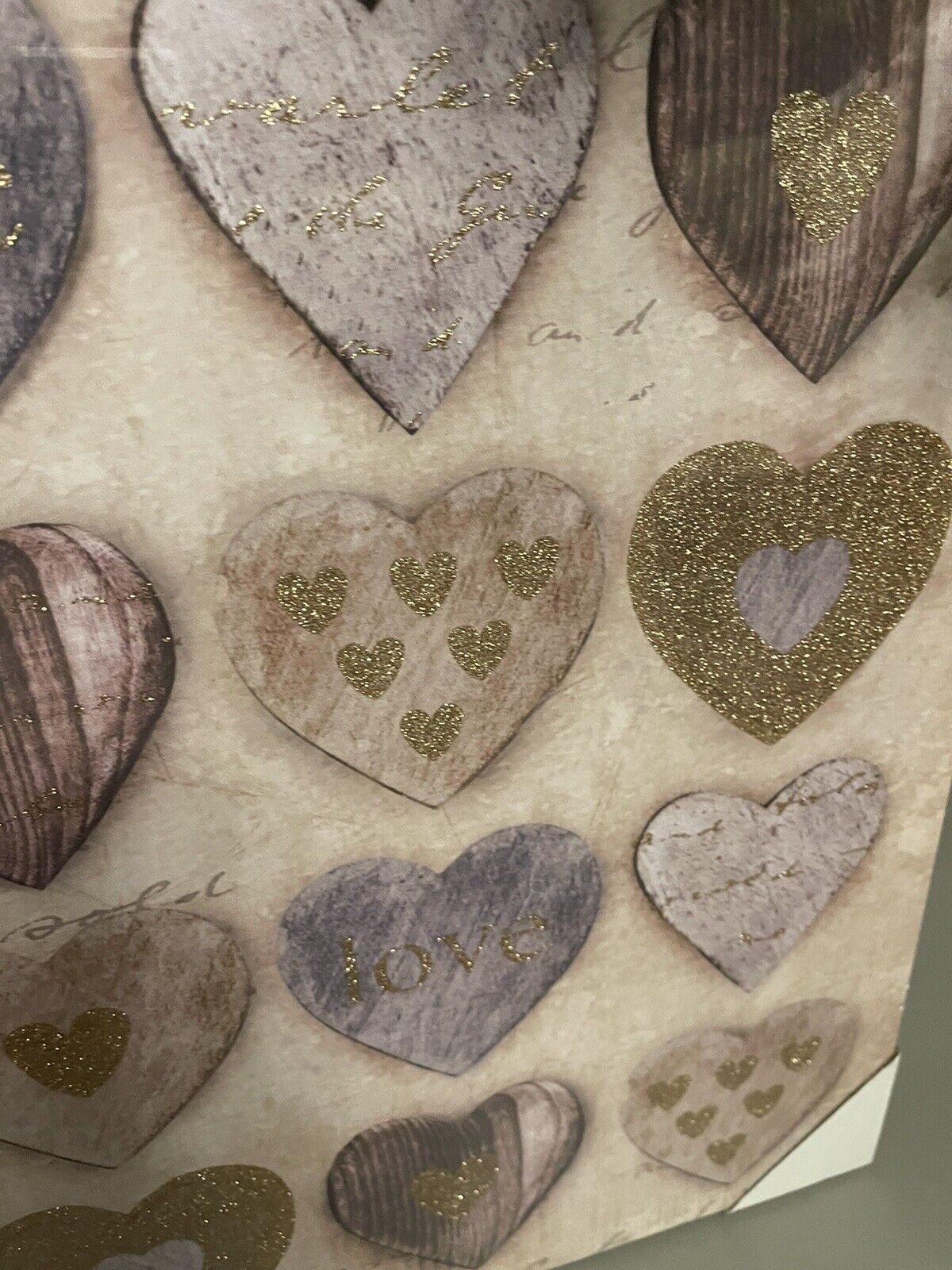 Glitter Hearts Love Printed Canvas Wall Art Hanging Picture 48cm RRP £20