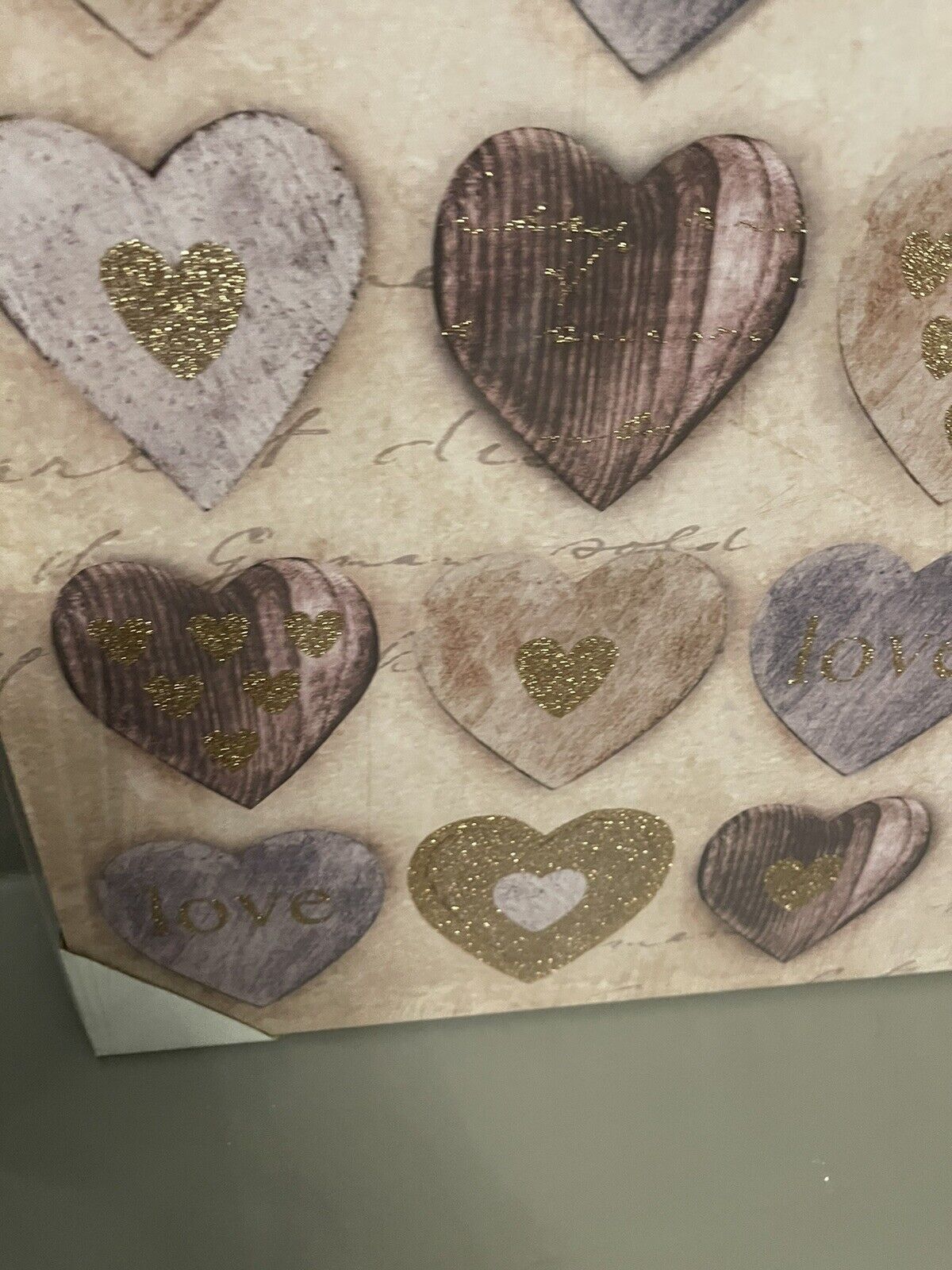 Glitter Hearts Love Printed Canvas Wall Art Hanging Picture 48cm RRP £20