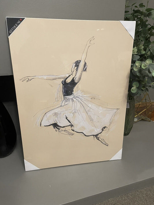 Ballet Dancing Minimalistic Lady Printed Canvas Wall Art Decor Large 60 x 80 cm