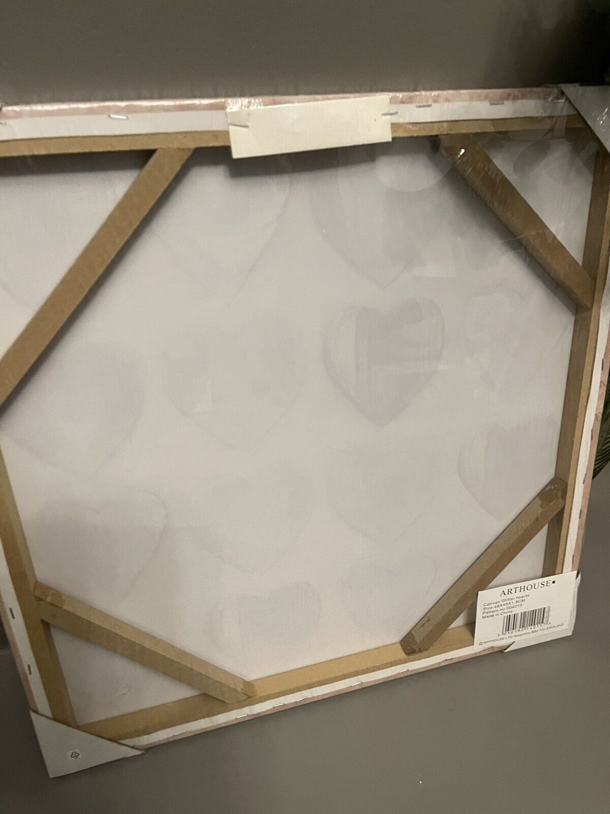 Glitter Hearts Love Printed Canvas Wall Art Hanging Picture 48cm RRP £20