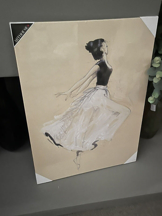 Ballet Dancing Minimalistic Lady Printed Canvas Wall Art Decor Large 60 x 80 cm