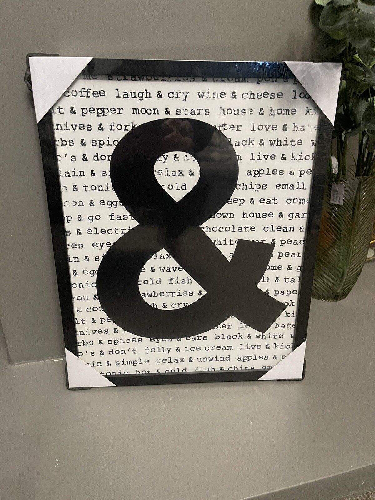 Ampersand Black & White Framed Wall Art Print Home Decor Size 50 x 40 cm RRP £25