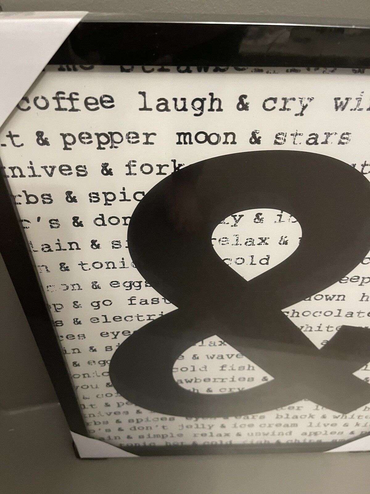 Ampersand Black & White Framed Wall Art Print Home Decor Size 50 x 40 cm RRP £25