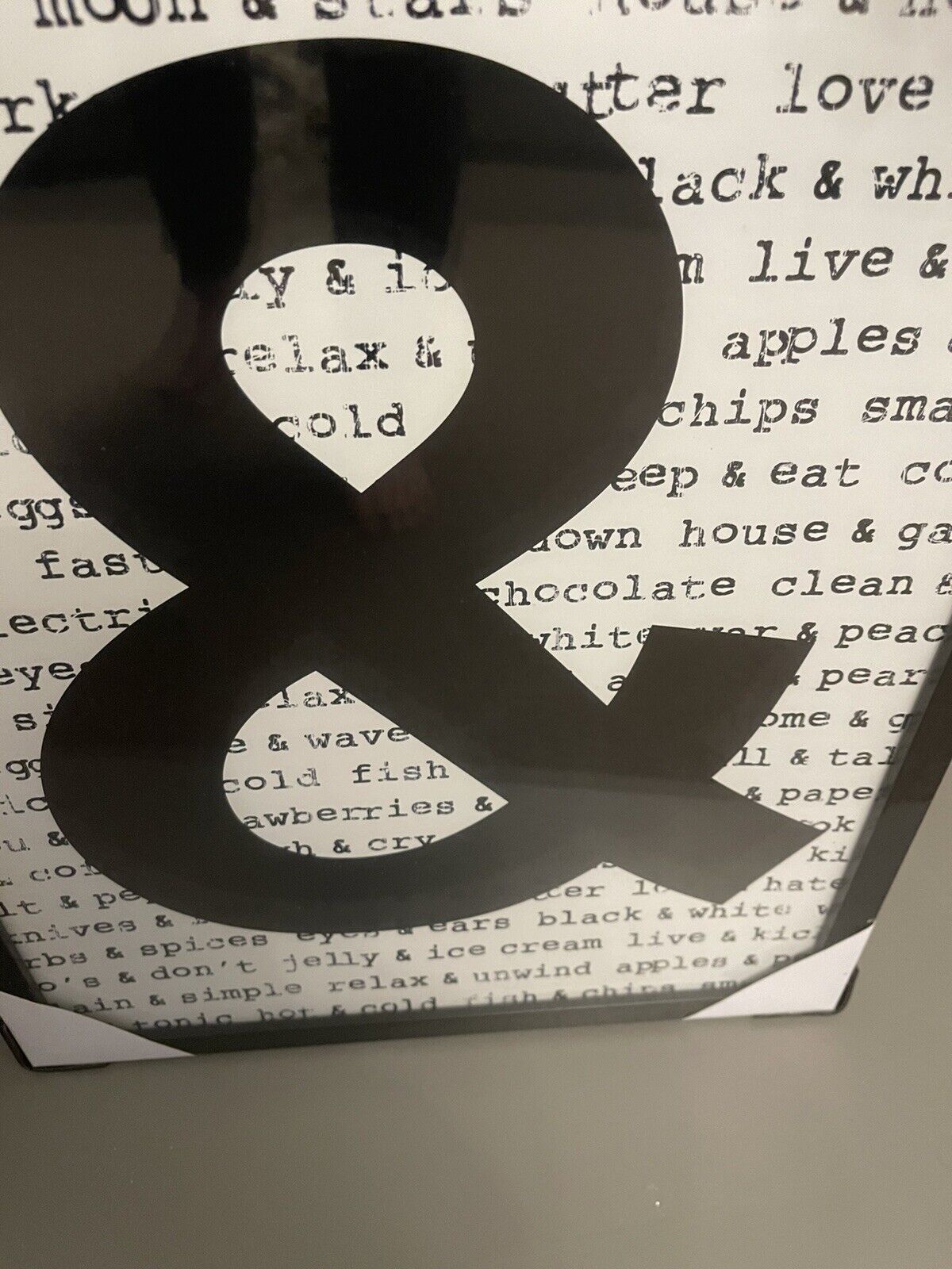 Ampersand Black & White Framed Wall Art Print Home Decor Size 50 x 40 cm RRP £25