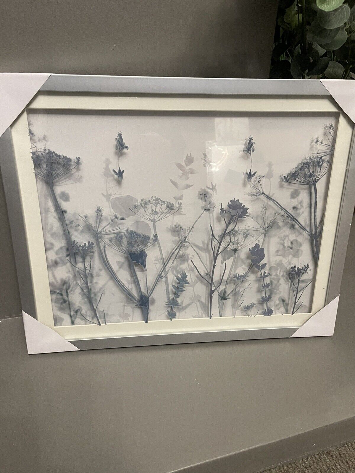 Botanical Layered Floral Glass Framed Hanging Wall Art Print Home Decor  RRP £40