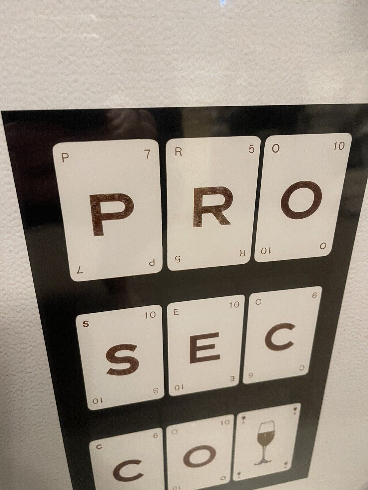 Prosecco Gold Glass Framed Hanging Wall Art Print Home Decor  Size 40 x 5RRP £35