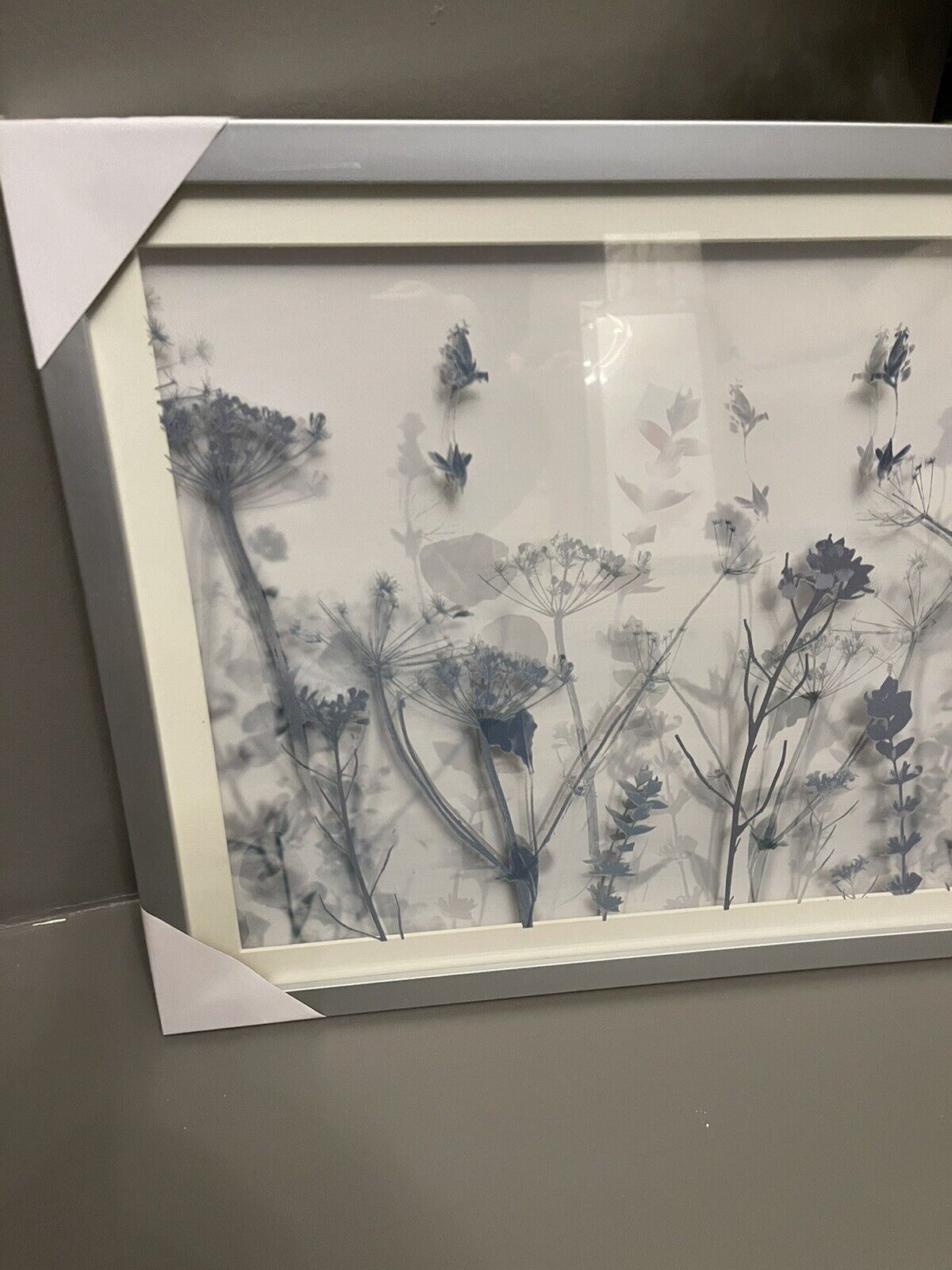 Botanical Layered Floral Glass Framed Hanging Wall Art Print Home Decor  RRP £40