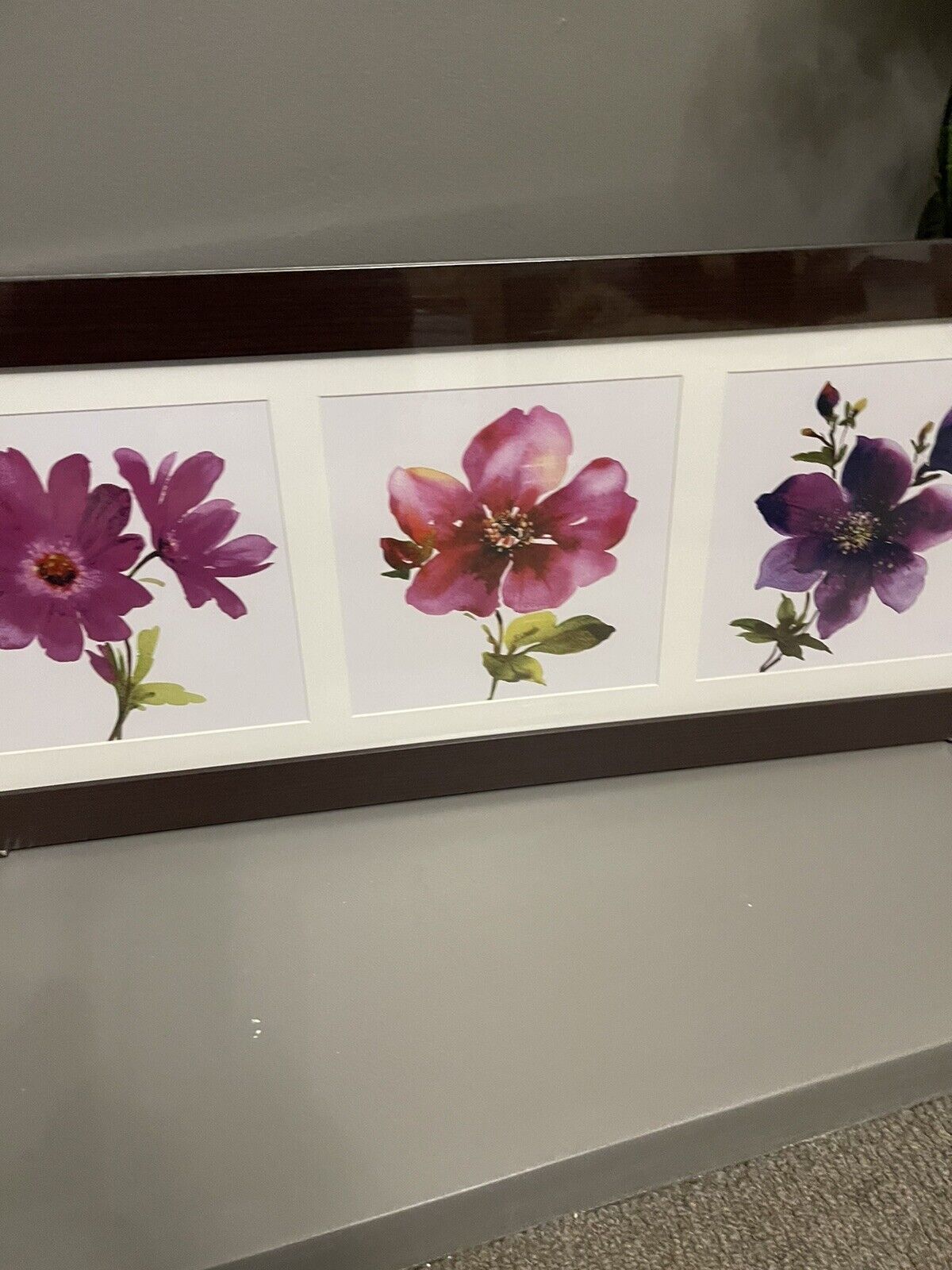 Pink Purple Flowers Floral  Framed Hanging Wall Art Print Home Decor  RRP £35