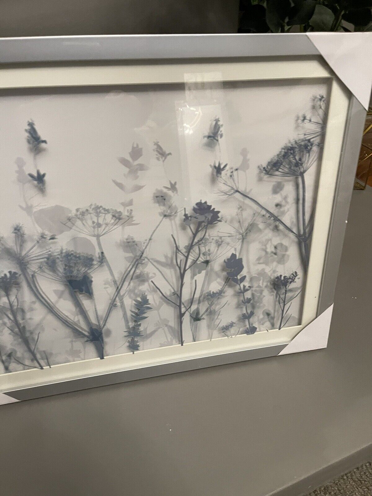 Botanical Layered Floral Glass Framed Hanging Wall Art Print Home Decor  RRP £40