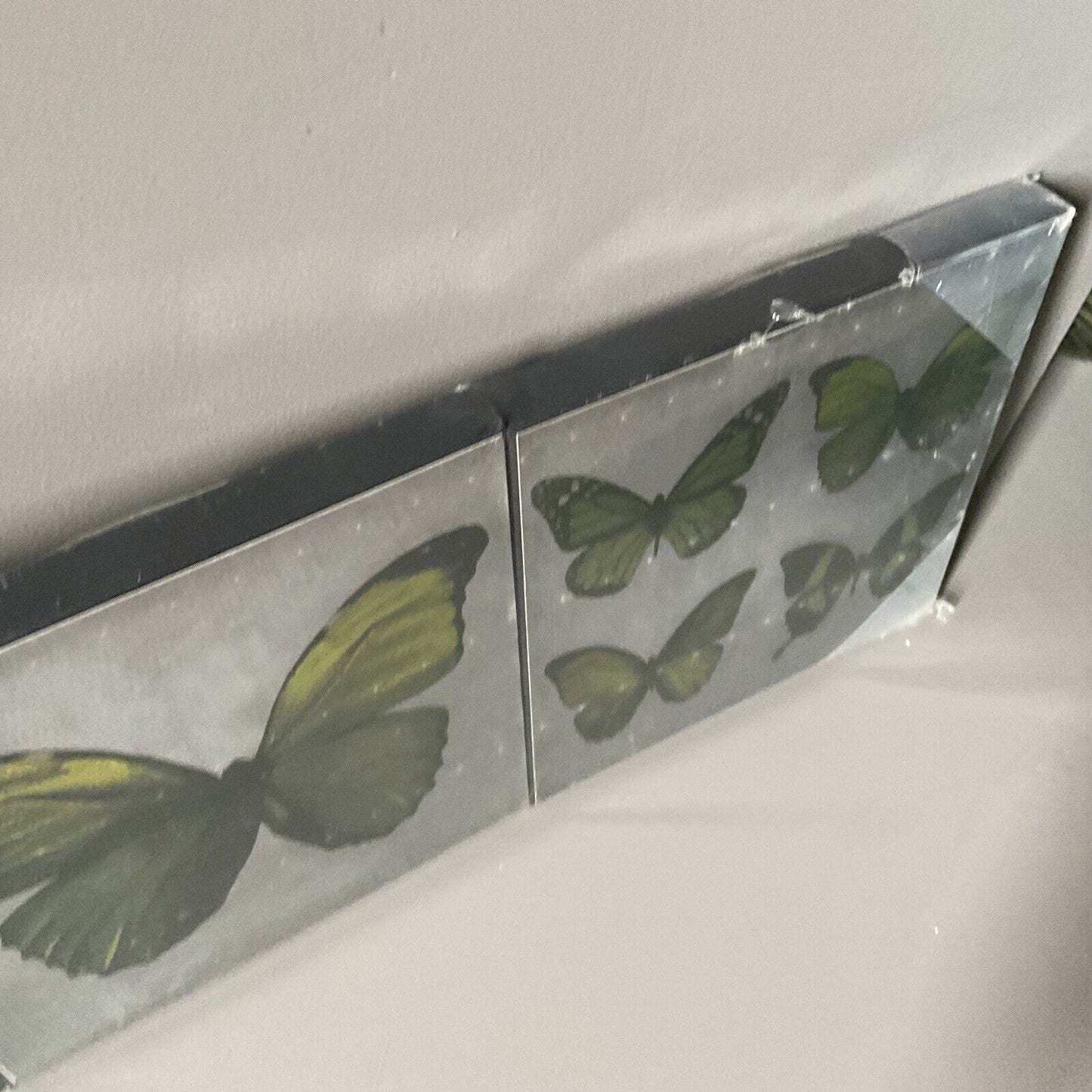Green Butterfly Canvas Set of 3 Each  Size 25 X 25 Home Decorative Gift RRP £35