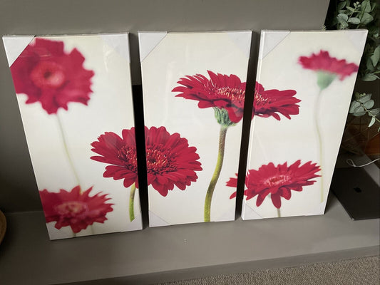 Red white Split Panel Canvas Large Overall Size 90 X 60 Home Decor RRP£50