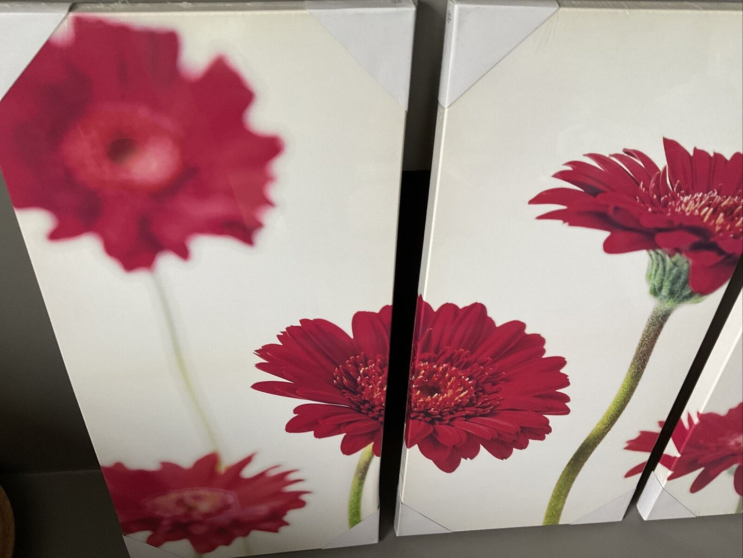 Red white Split Panel Canvas Large Overall Size 90 X 60 Home Decor RRP£50