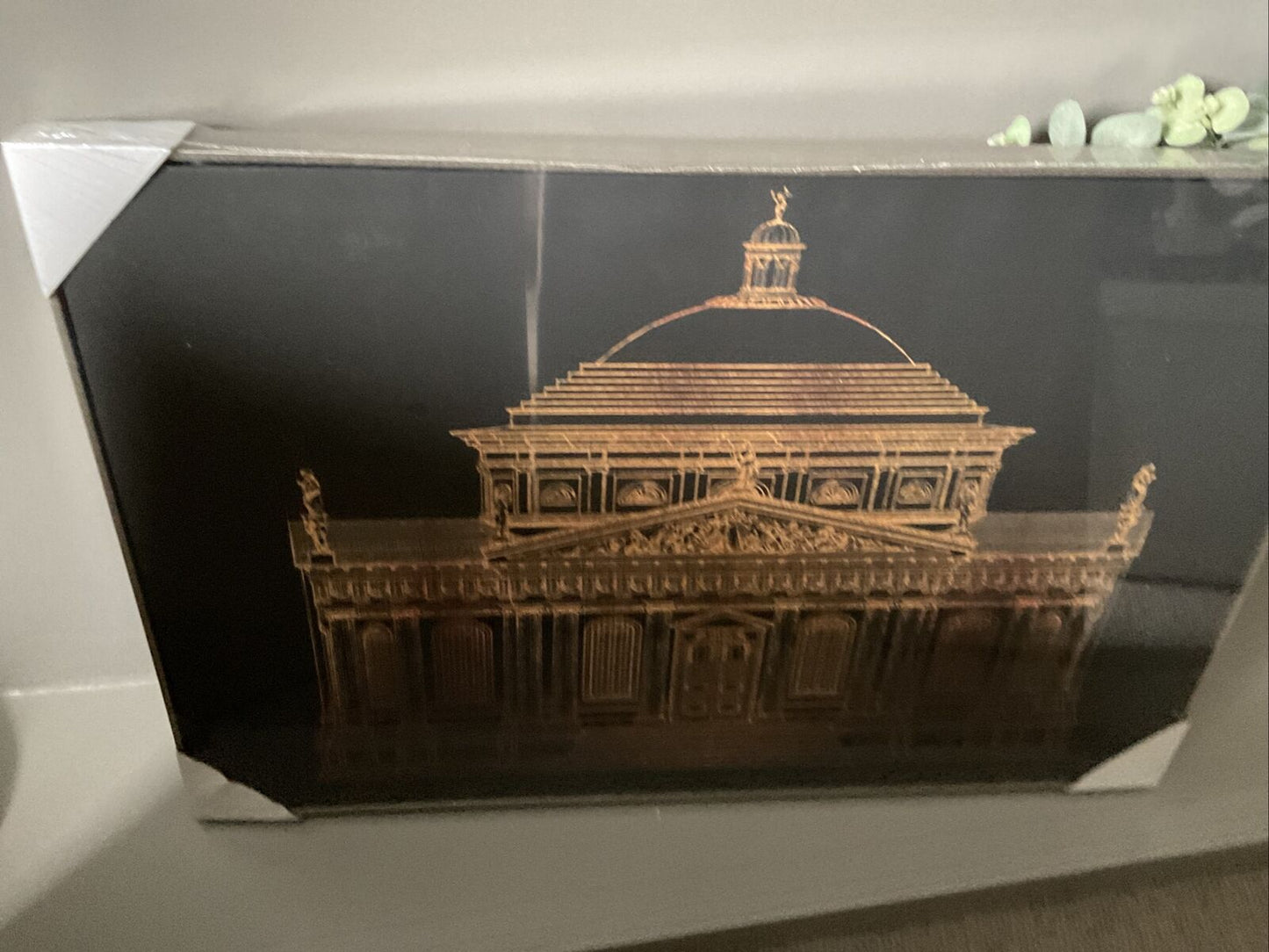 Black Gold Acitectual  60 X 90cm Approx RRP £80 Gold Framed Canvas Wall Hanging