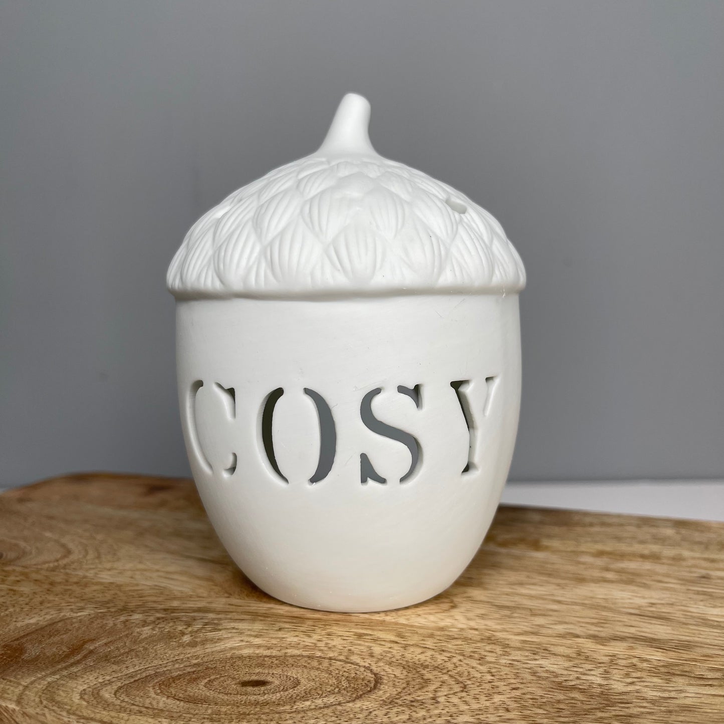 White Acorn Tealight Holder