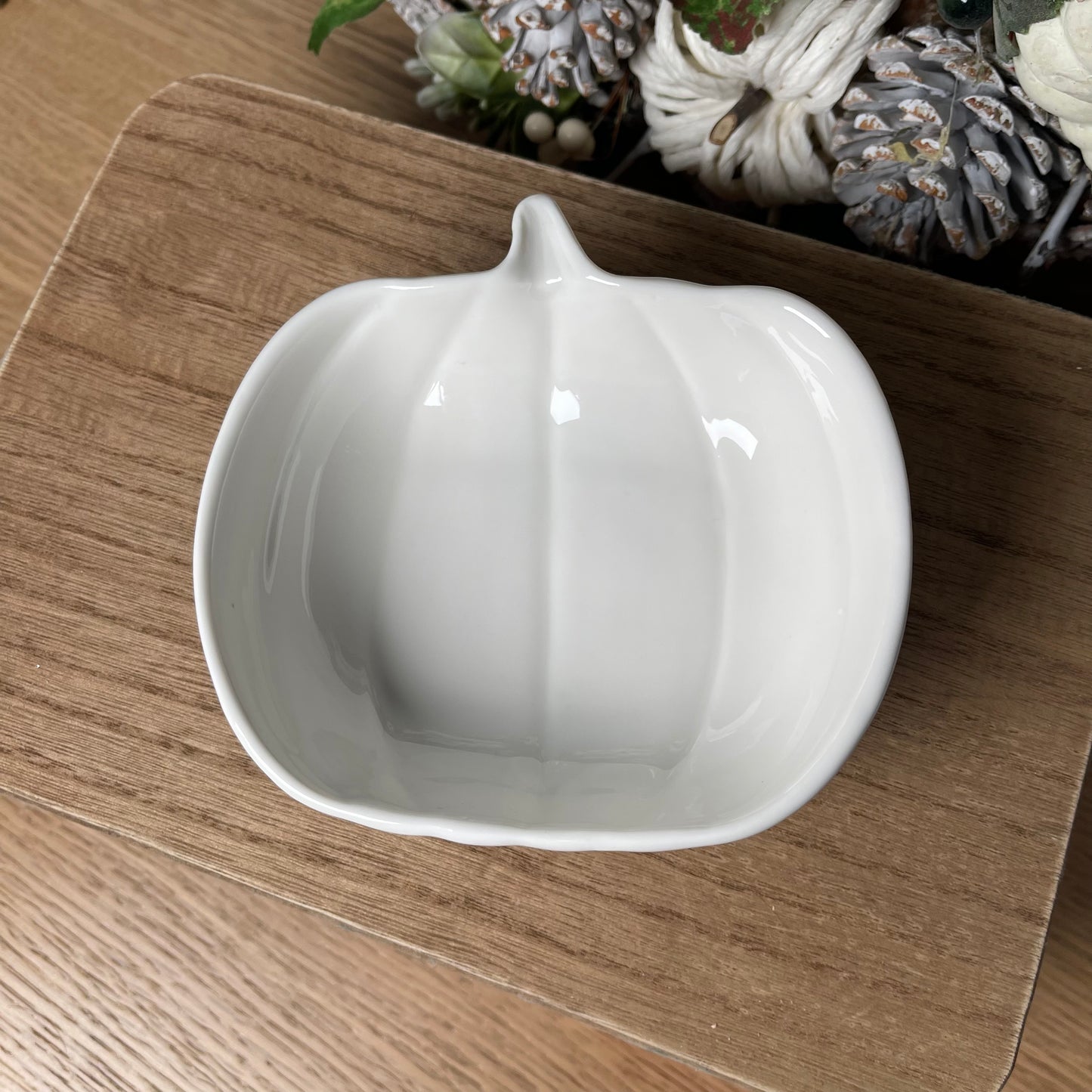 Glossy White Pumpkin Dish