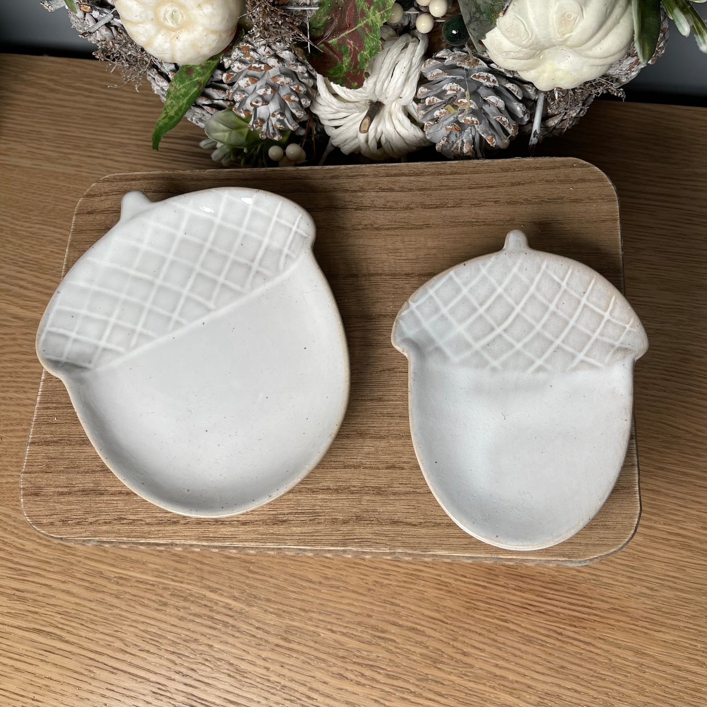 Glossy White Acorn Dish