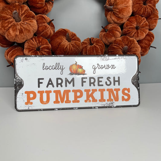 Farm Fresh Pumpkin Metal Sign